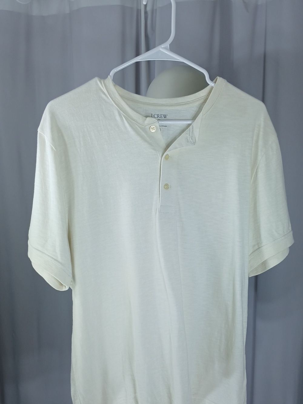 J. Crew Men's Cream Short Sleeve Henley cotton Polo